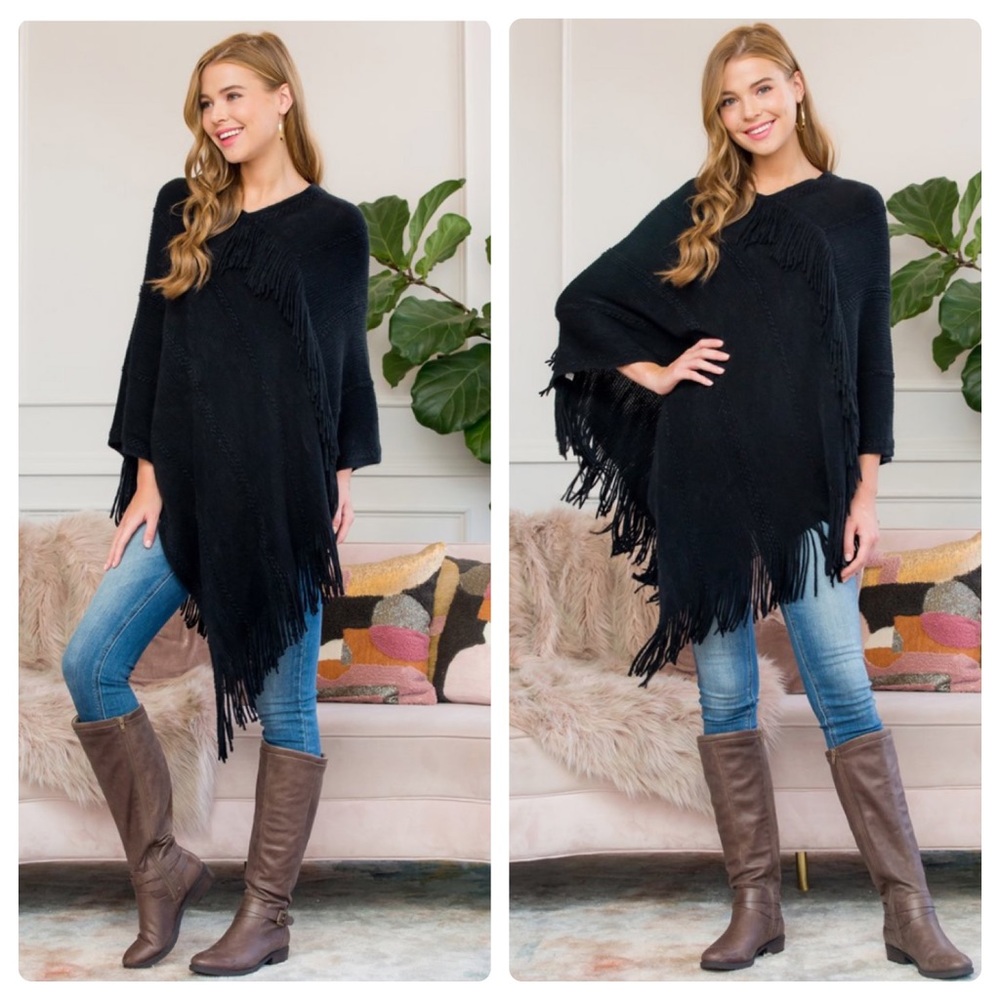 ❤️2 for $40❤️soft black poncho - Picture 9 of 9